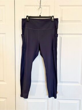 GAIAM Navy Vibe Rib Side-Pocket High-Rise Leggings
